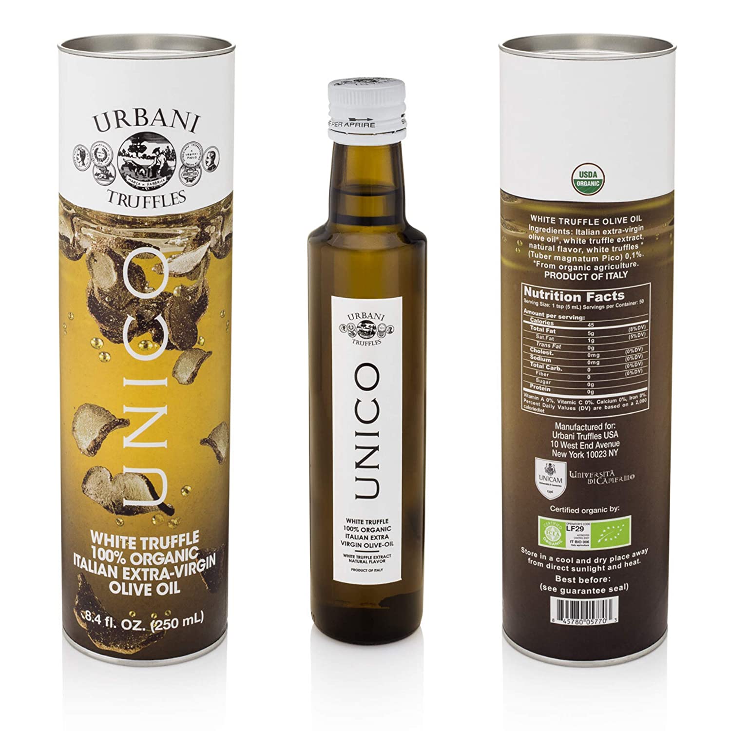 Italian White Truffle Extra Virgin Olive Oil - 8.4 Oz - by Urbani Truffles. Organic Truffle Oil 100% Made In Italy