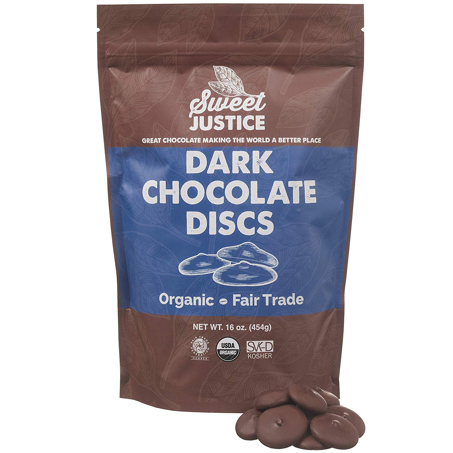 Dean's Beans Organic Sweet Justice® Dark Chocolate Discs - Snazzy Gourmet