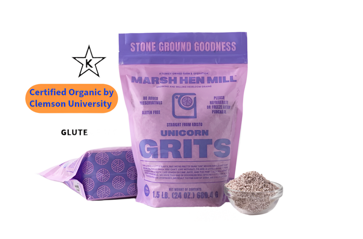 Marsh Hen Mill Organic Stone Ground Unicorn Grits, 24 oz - Certified Organic by Clemson University