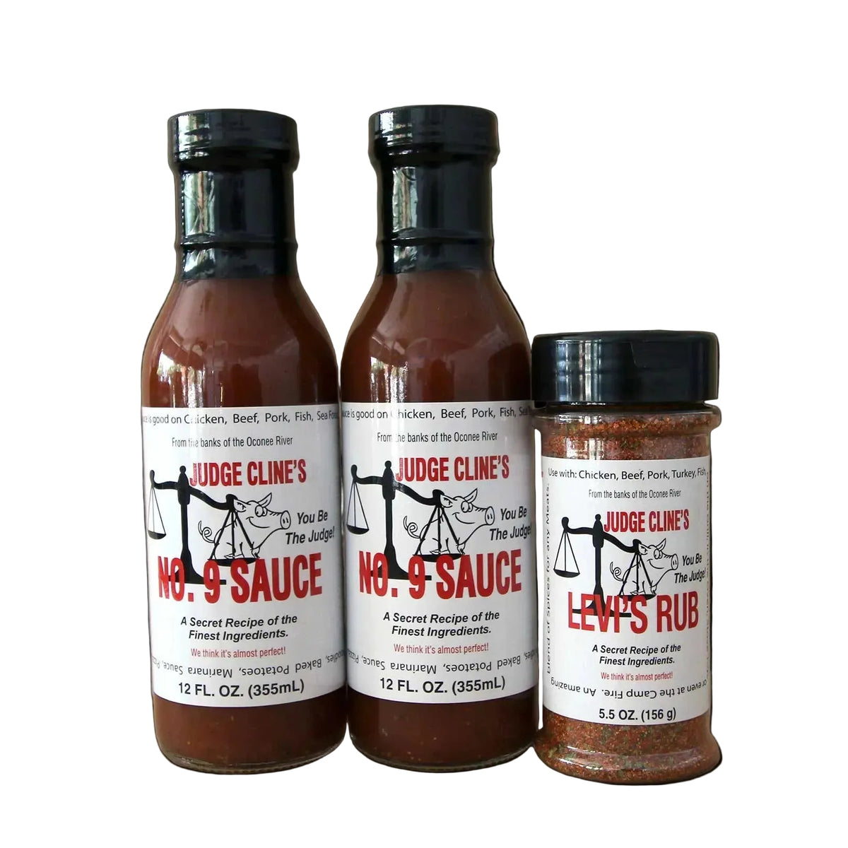 Butt Pack of Judge Cline's No. 9 Sauce and Levi's Rub