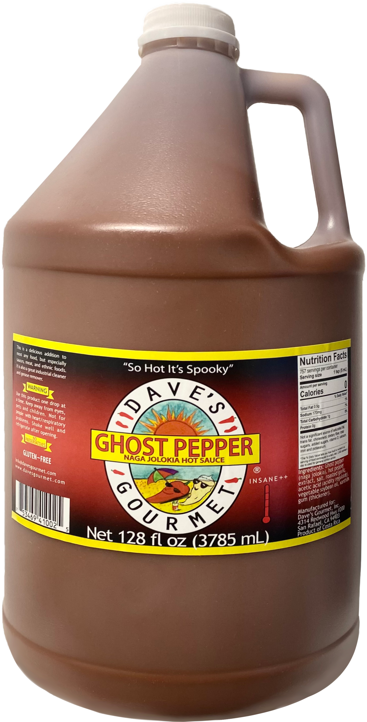Dave&#39;s Gourmet Ghost Pepper Naga Jolokia Hot Sauce, Gallon - Snazzy Gourmet