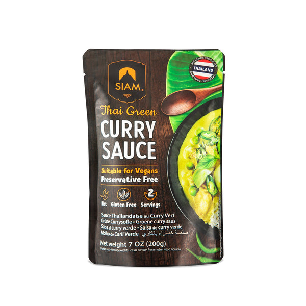 SIAM Green Thai Curry Sauce, 7 oz (200g) Single Pouch