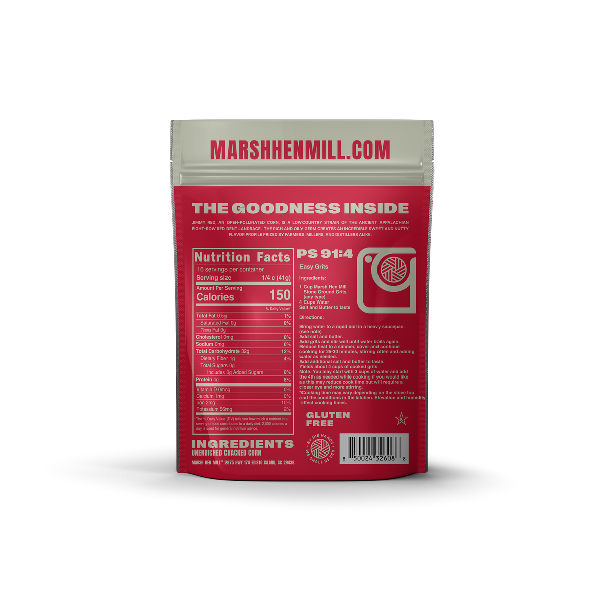 Marsh Hen Mill Stone Ground Jimmy Red Grits, 24 OZ