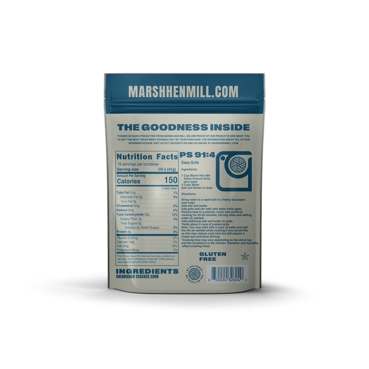 Product packaging with nutrition facts and branding on a white background