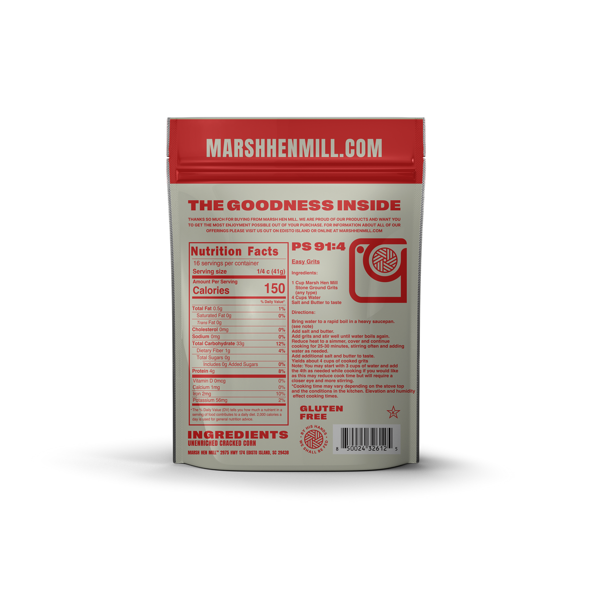 Product packaging with Marshenmill branding and nutrition facts on a white background