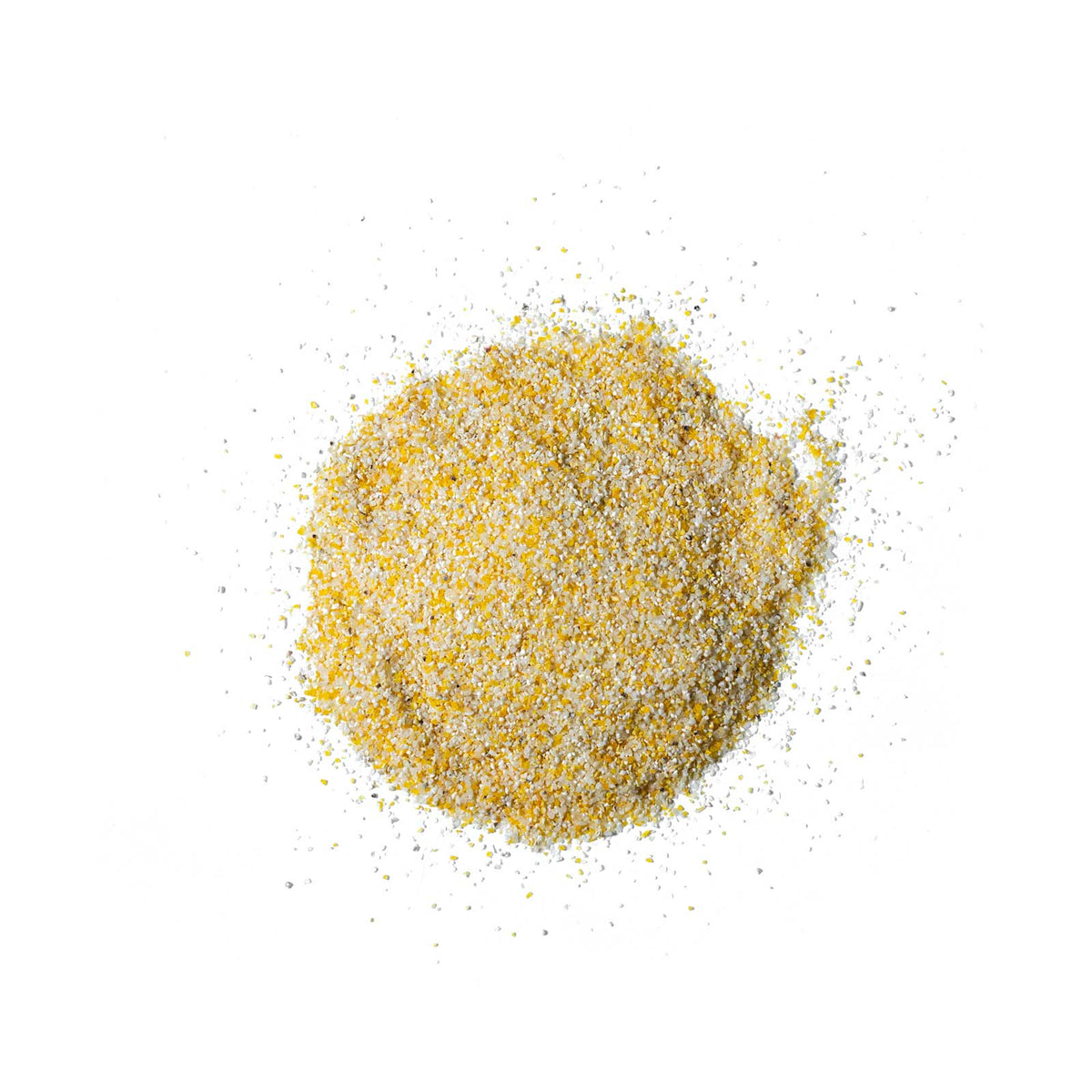 Yellow cornmeal on a white background