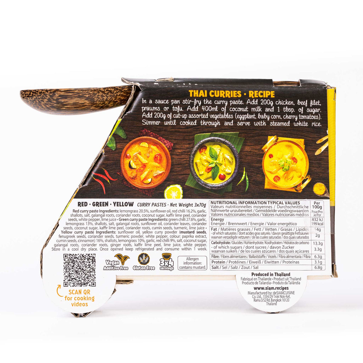 SIAM Tuk Tuk Gift Box w/Thai Curry Pastes - Green, Red &amp; Yellow (3x2.46 oz Packs)