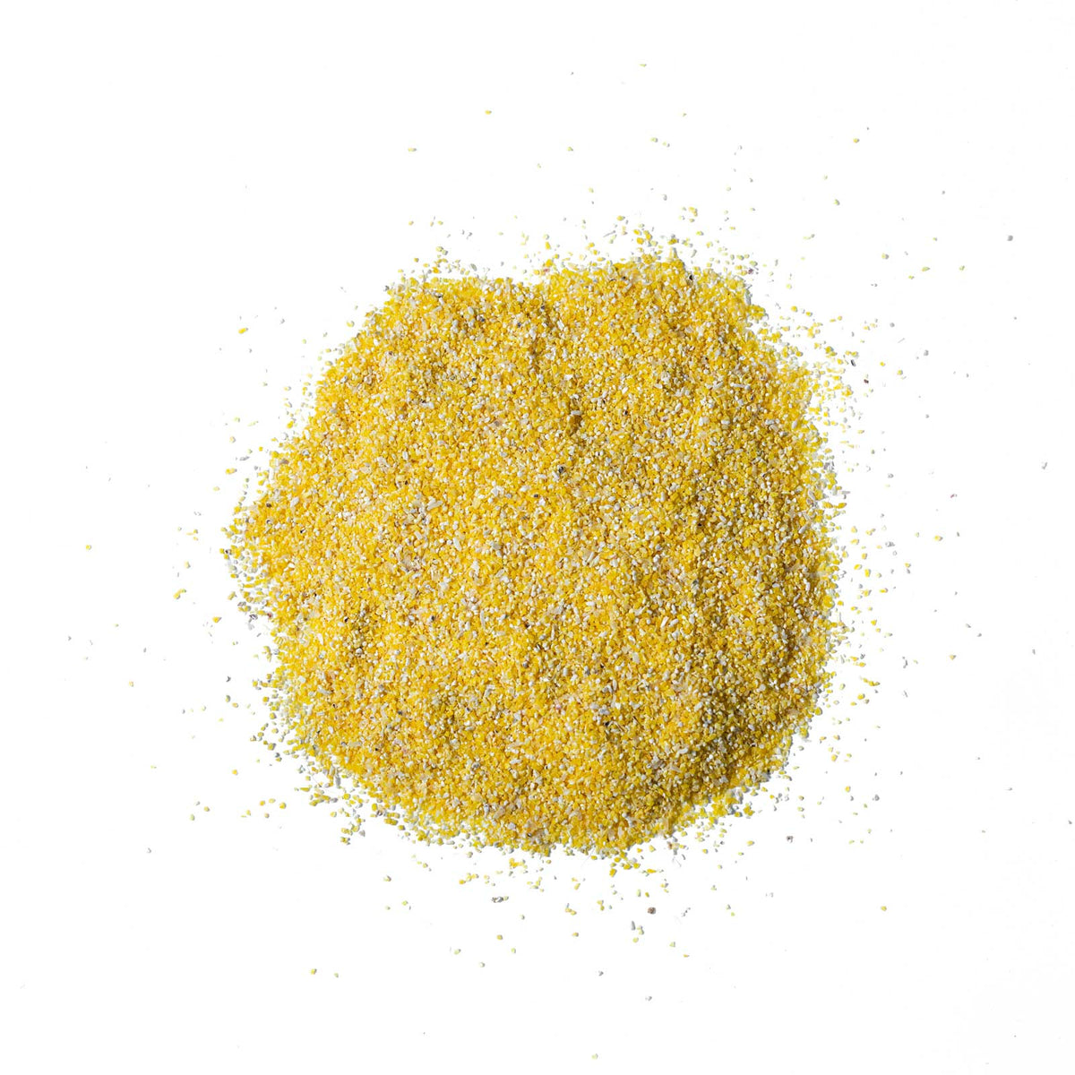 Yellow cornmeal on a white background