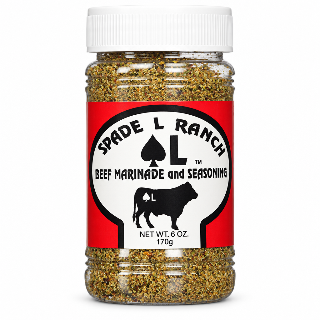 Spade L Ranch Beef Marinade and Seasoning, 6 oz, on a white background