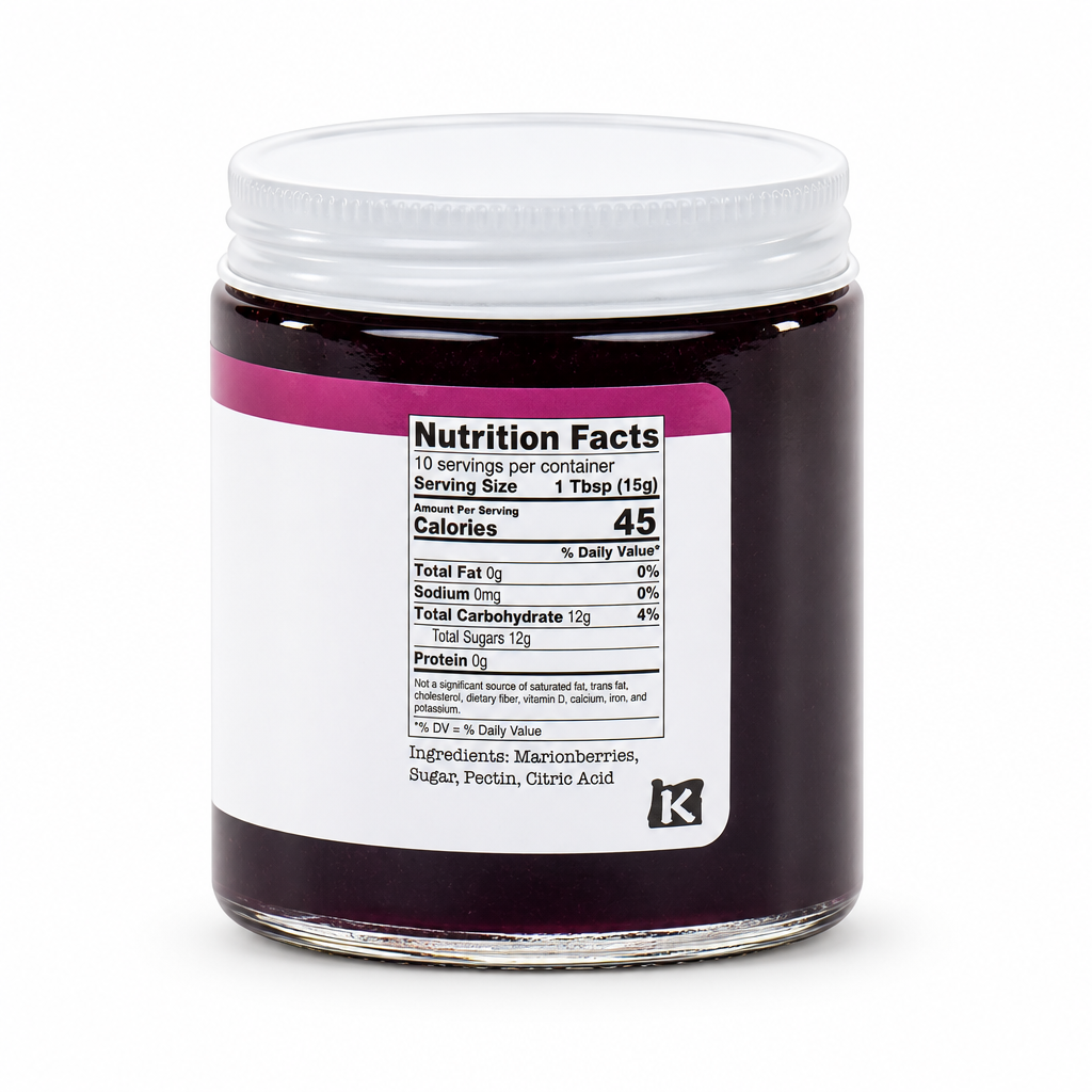 Oregon Hill Seedless Marionberry Jam 5.5 oz side view on white background