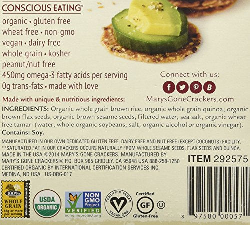 Organic Mary&#39;s Gone Crackers, 10 oz bag - 2 ct - Snazzy Gourmet