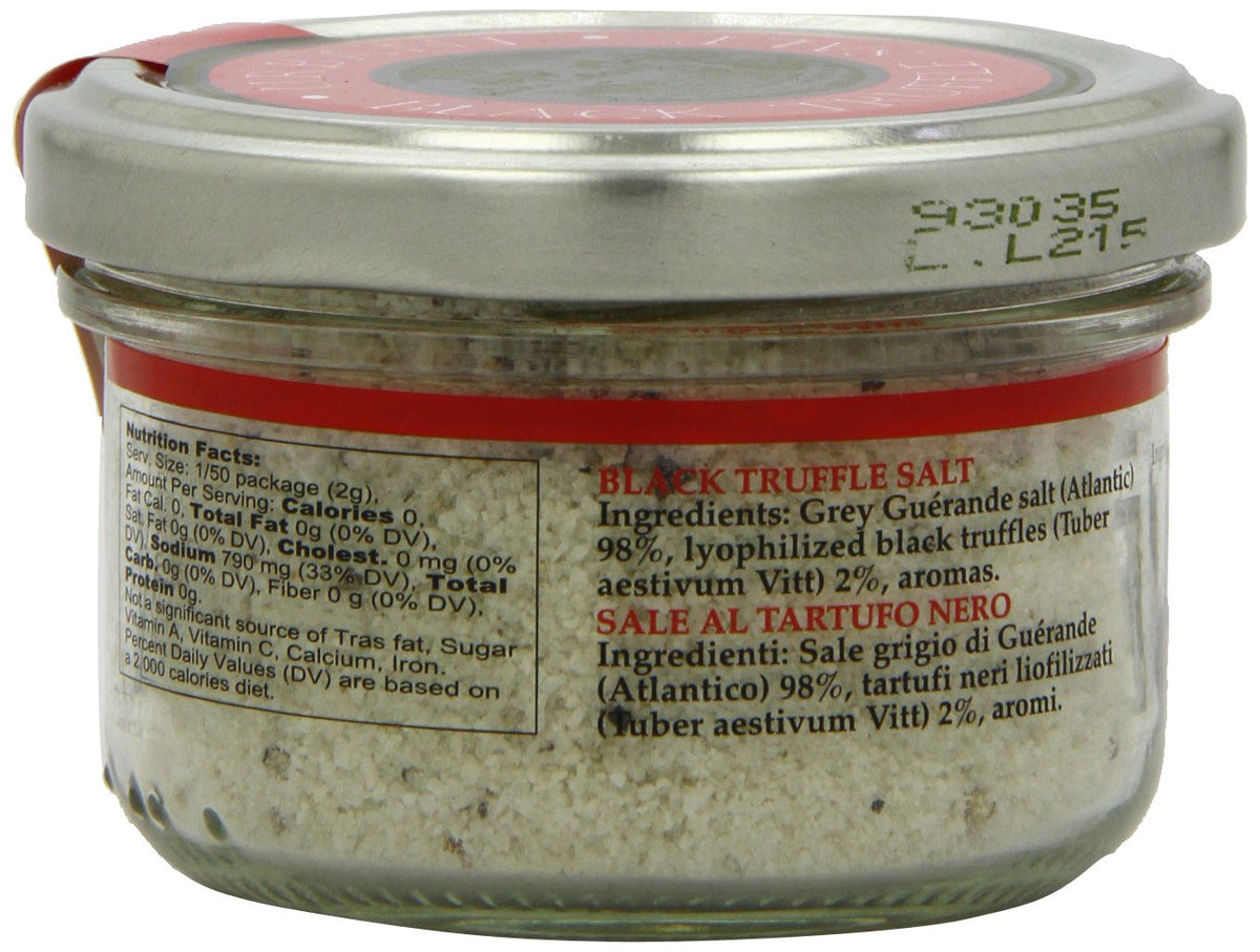 Italian Black Truffle Salt With Real Truffle Flakes - 3.5 Ounce - By Urbani Truffles