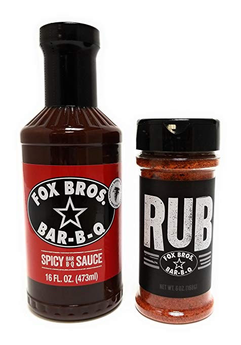 Fox Bros. Bundle - 16 Ounce BBQ Spicy Sauce and 6 Ounce Rub - Snazzy Gourmet