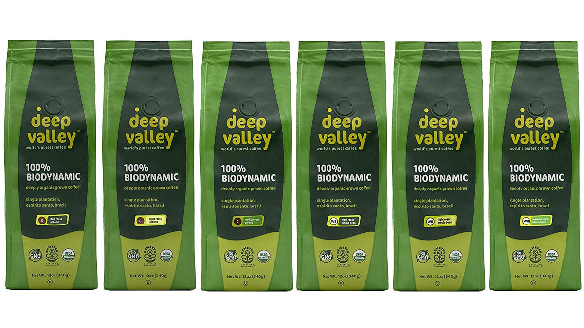 Deep Valley Certified Biodynamic Organic Light Roast Whole Bean Coffee, 12 oz