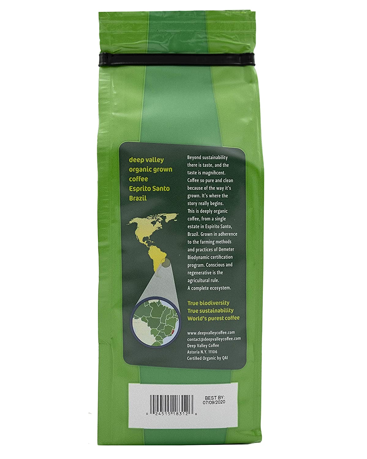 Deep Valley Certified Biodynamic Organic Light Roast Whole Bean Coffee, 12 oz