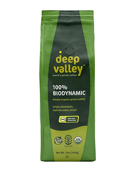 Deep Valley Certified BioDynamic Coffee Whole Bean, Dark Roast, 12 oz - Snazzy Gourmet
