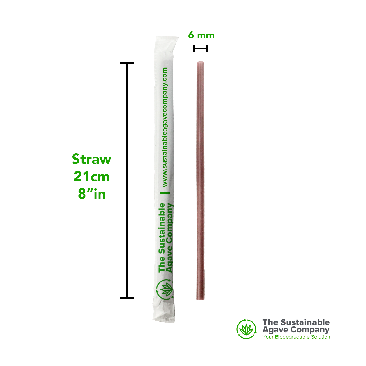 Natural Biodegradable Agave Drinking Straws, 8-Inch