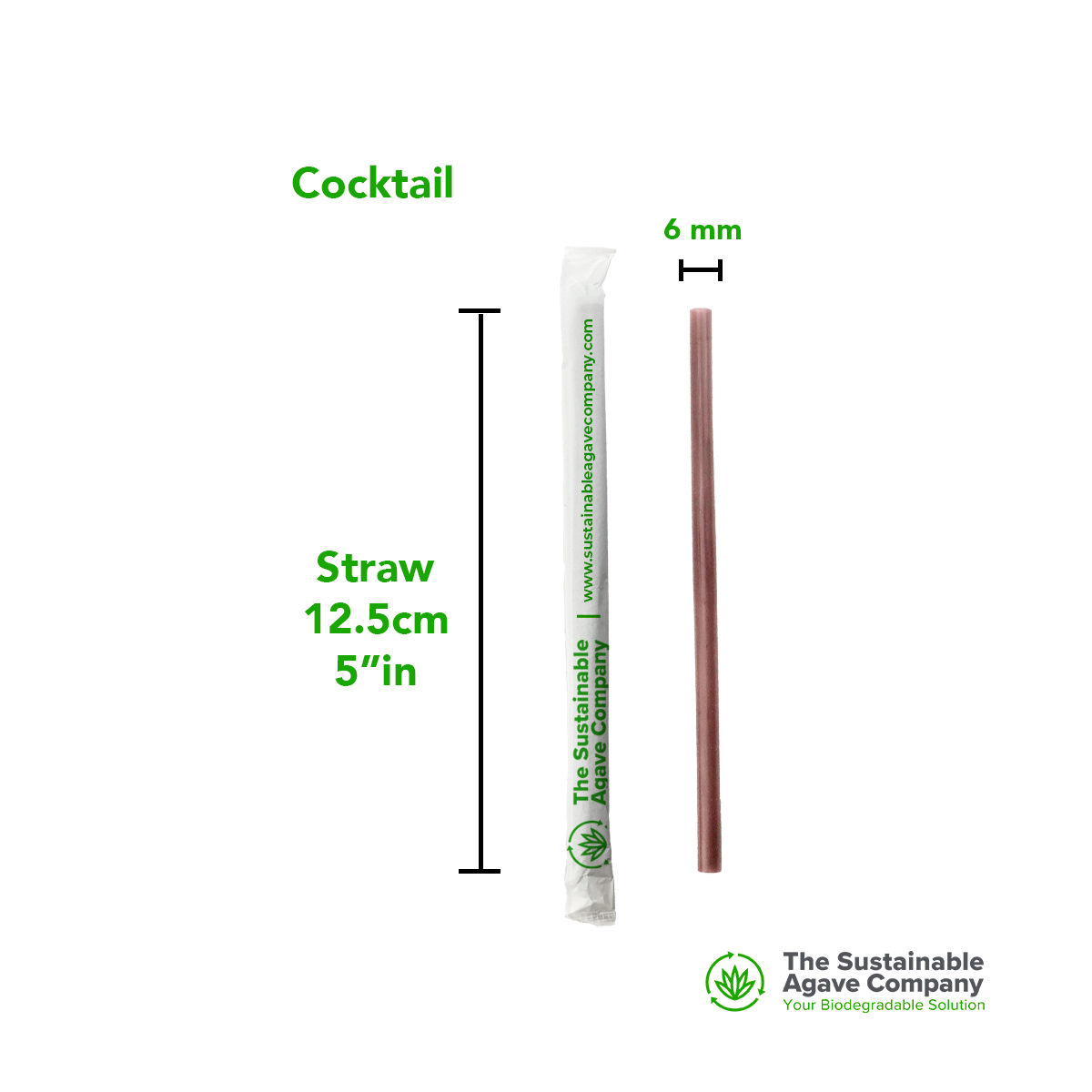 Natural Biodegradable Agave Drinking Straws, 5-Inch