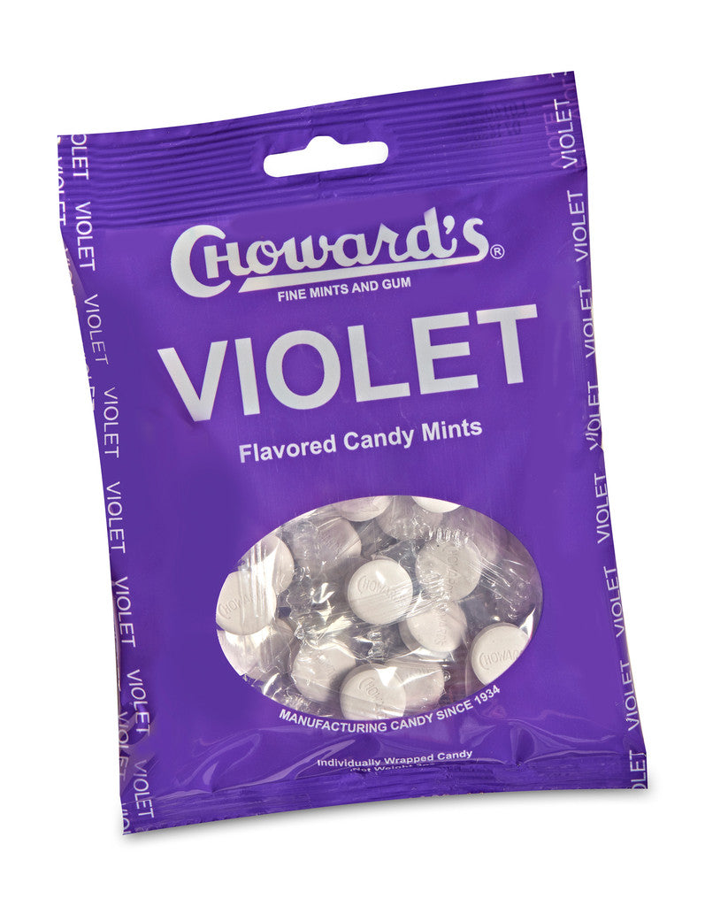 Choward's Old Fashioned Violet Mints, Peg Bag (3 oz) - Snazzy Gourmet