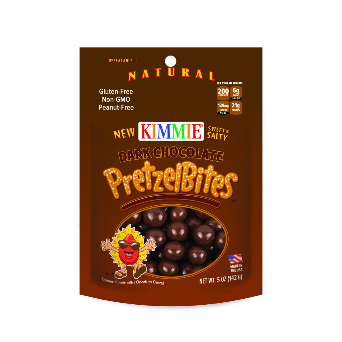 Kimmie Candy Gluten Free Natural PretzelBites™ Dark Chocolate - Snazzy Gourmet
